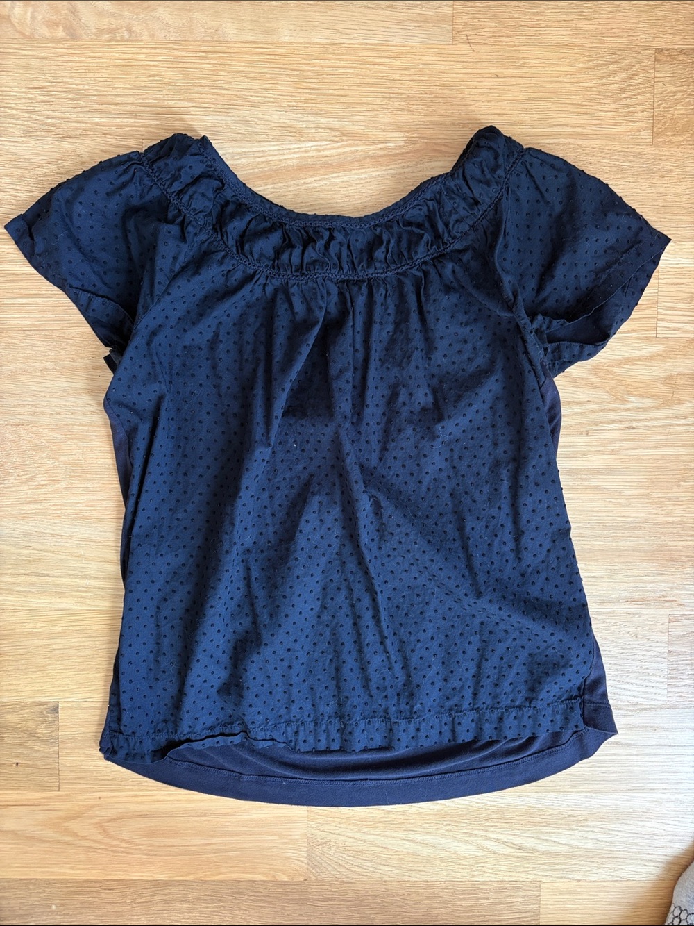 LOFT | Navy Swiss Dot Short Sleeve Blouse